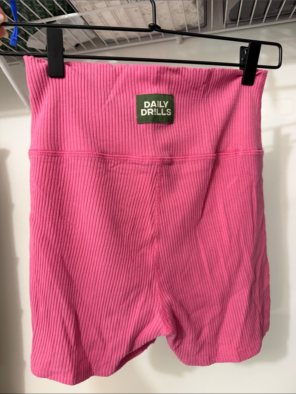 Daily Drills Hot Pink Ribbed High-Rise Bike Shorts
